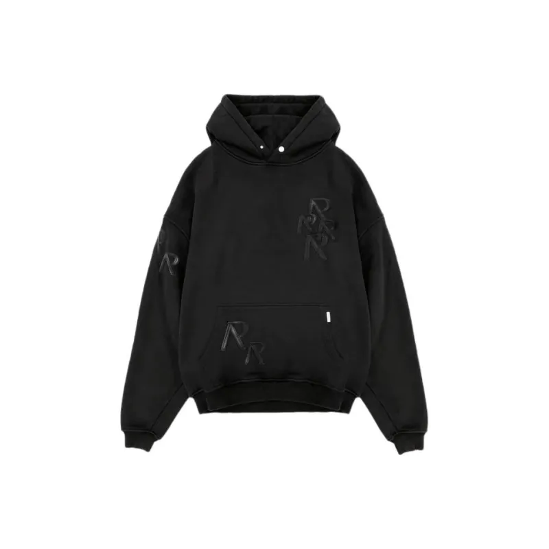 REPRESENT Applique Initial Hoodie Sweatshirt Men's Gray Black-0