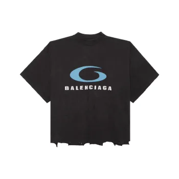 Balenciaga Loop Sports Icon Destroyed Cropped T-Shirt