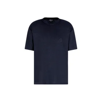 GIORGIO ARMANI Stretch linen Crew neck T shirt
