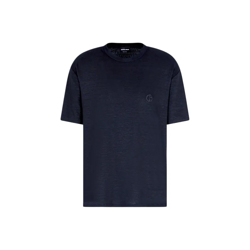 Emporio Armani Stretch linen Crew neck T shirt-0