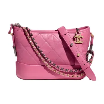 CHANEL Gabrielle Calfskin Hobo Bag Handbag Shoulder Bag Crossbody Bag Medium Size Women's Pink