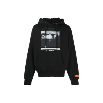 HERON PRESTON Graphic Printed Drawstring Hoodie