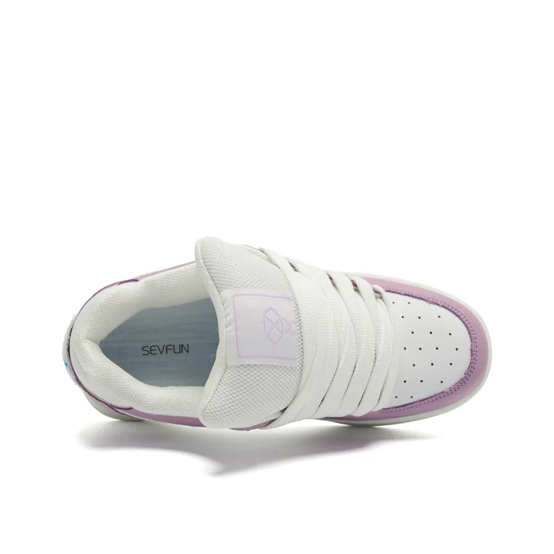 7 SEVFUN Wear resistant And Lightweight Low Top Skateboard Shoes Unisex Chanel Inspired Purple-4
