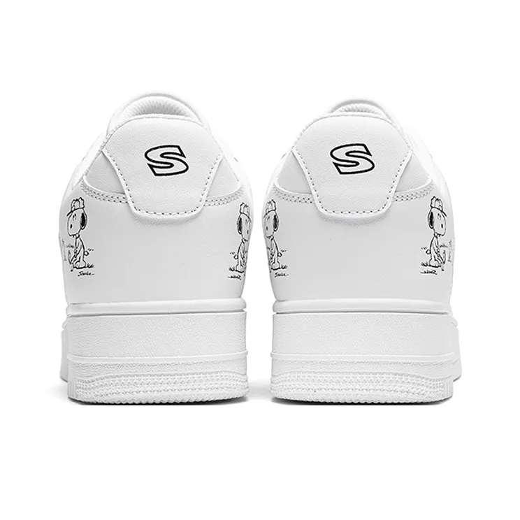 SNOOPY Abrasion Resistant Height Increasing Low Top Skateboard Shoes Unisex White-4