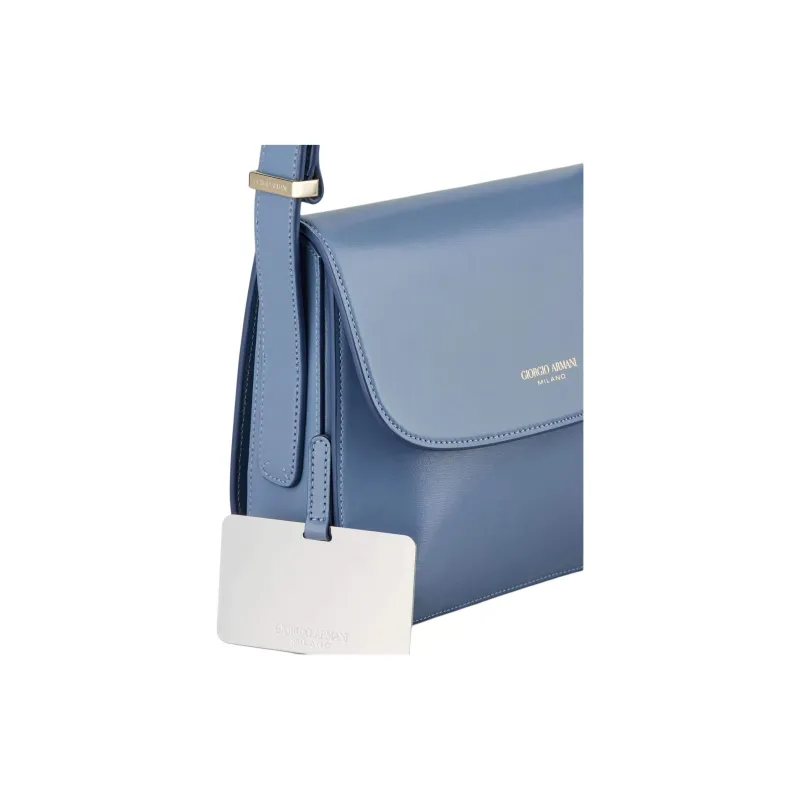 AMANI La Prima Cow Leather Shoulder Bag Large Size Women's Light Blue-4