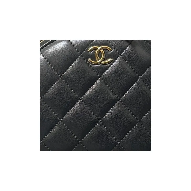 CHANEL Lambskin One Shoulder Crossbody Clutch Women's Black-1