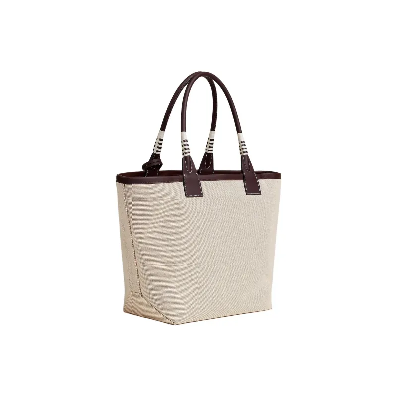 HERMES Steeple H Fabric With Swift Calfskin Handbag Regular Women's Light Umber/Beige/Saddle Red-2