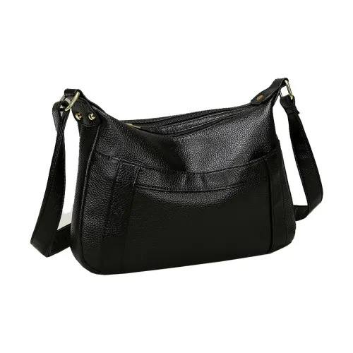 VANDEE Top Grain Cow Leather Shoulder Bag Women's Black/White