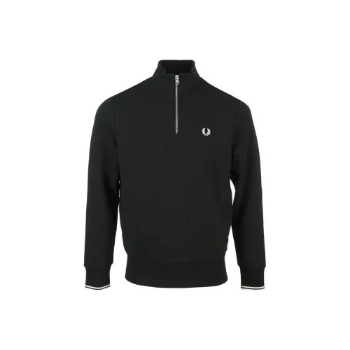 FRED PERRY Logo-embroidered Zip-up Jumper