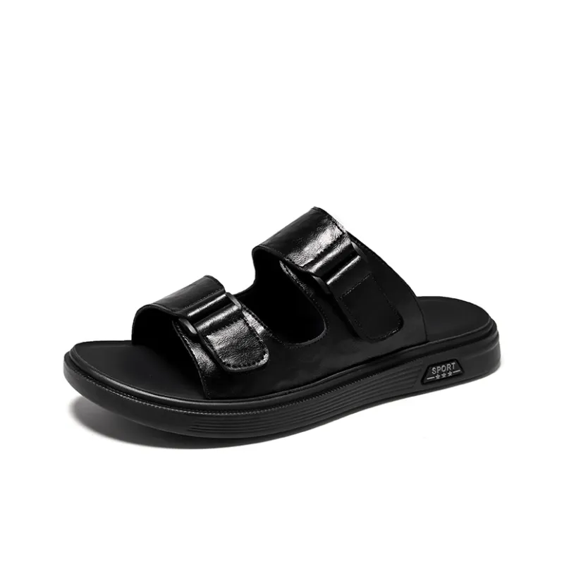 FULIBAOLUO PU Polyurethane Slip Resistant Shock Absorbers Slide Slippers Men's Black-1