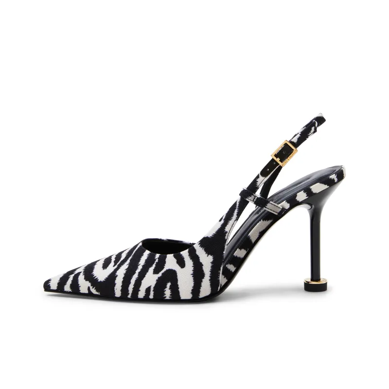 CHARLES&KEITH Small Ck One Strap Sandals 9cm Women's Black/White-0
