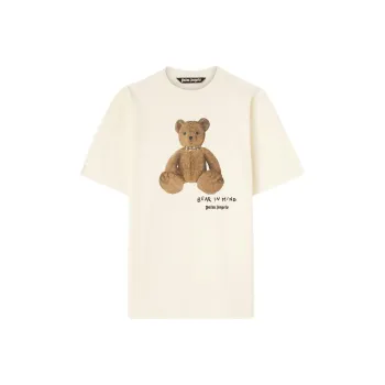PALM ANGELS Bear In Mind Bear Printed Crewneck T Shirt