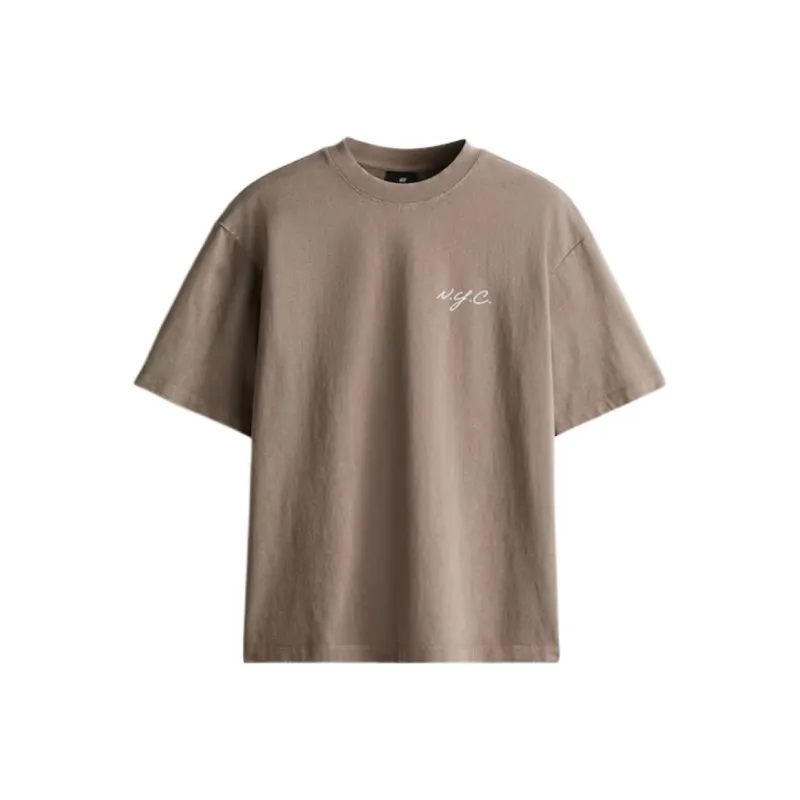 H&M T Shirts Men Dark Beige-0