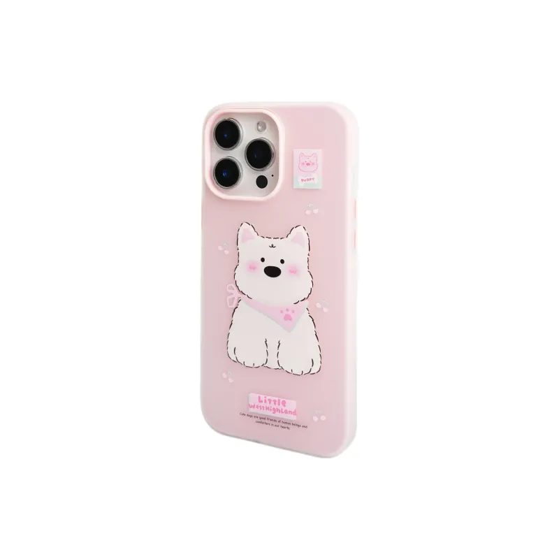 Wei Xin TPU Material Pink Cherry Bib West Highland Phone Cases Compatible With IPhone 16/15 Pro Max/Apple 13/14 Pro/Max-2