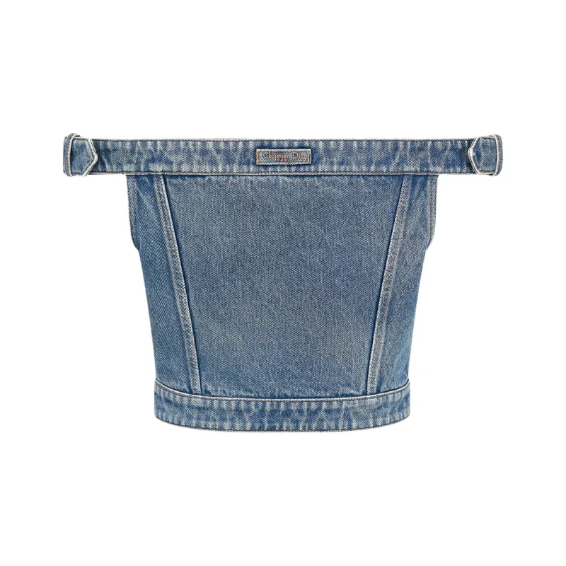 DIOR SS25 Strapless Top Women's Blue-1