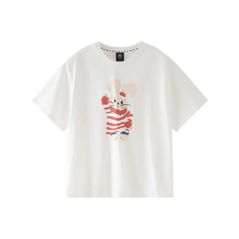 TCH T Shirts Unisex White With Red Logo-0