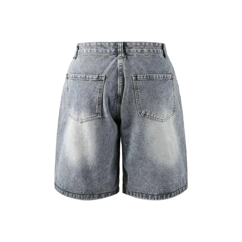 TESTUNG Classic Denim Shorts Unisex Dark Blue Tone-4