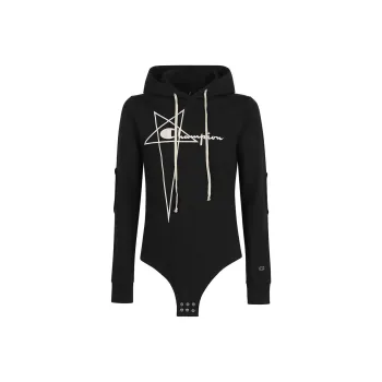 RICK OWENS Logo embroidery Cotton Hoodie