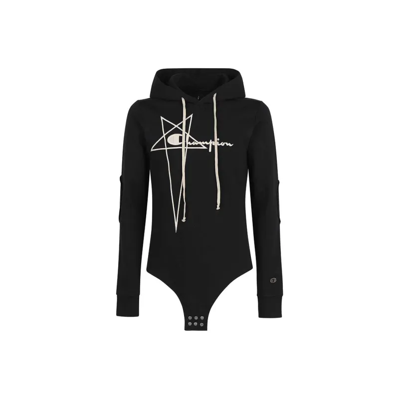 RICK OWENS X Champion Logo embroidery Cotton Hoodie-0