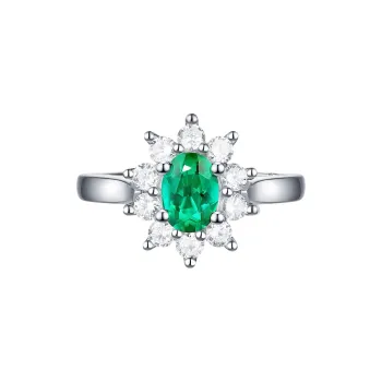 KOYOOME Cultured Emerald S925 Sterling Silver Rings Unisex