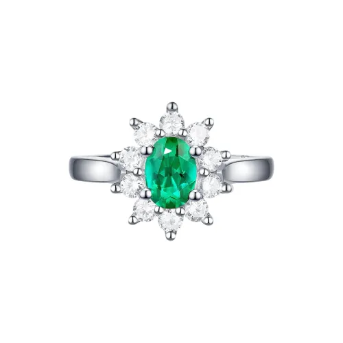 KOYOOME Cultured Emerald S925 Sterling Silver Rings Unisex