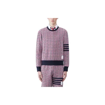 THOM BROWNE Check Jacquard 4 Bar Sweatshirt