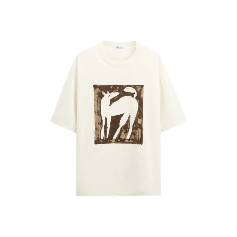 ZARA T-Shirts Men Beige-0