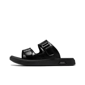 FULIBAOLUO PU Polyurethane Slip Resistant Cushioning Slide Slippers Men's Black