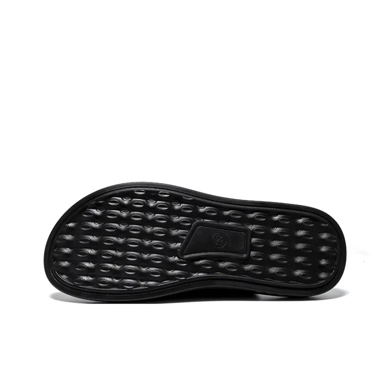 FULIBAOLUO PU Polyurethane Slip Resistant Shock Absorbers Slide Slippers Men's Black-2