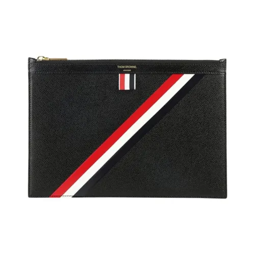 THOM BROWNE· Cow Leather Clutch Unisex Black