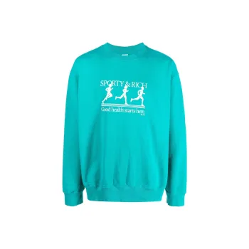 SPORTY & RICH Logo Print Crewneck Sweater