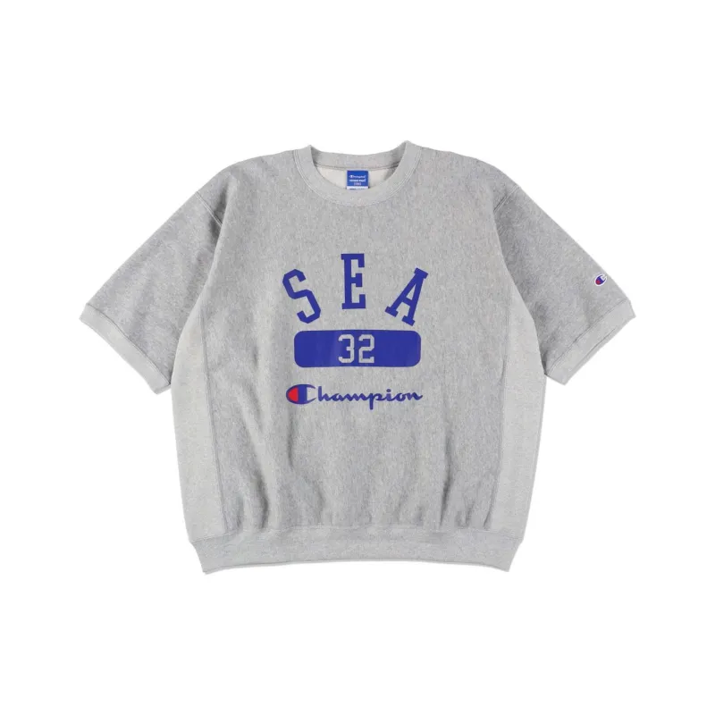 Wind And Sea X Champion WIND AND SEA Co-branded Edition T-Shirts Unisex Oxford Gray-0