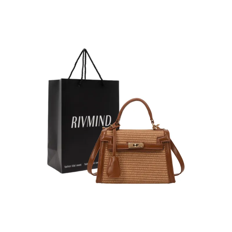 RIVMIND PU Handbag Women's Black/Pink/Khaki/Brown-17