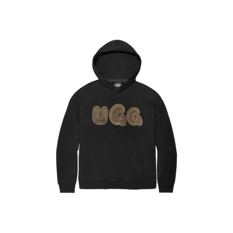 UGG Bubble Logo Hoodie Sweatshirt Unisex Black-0