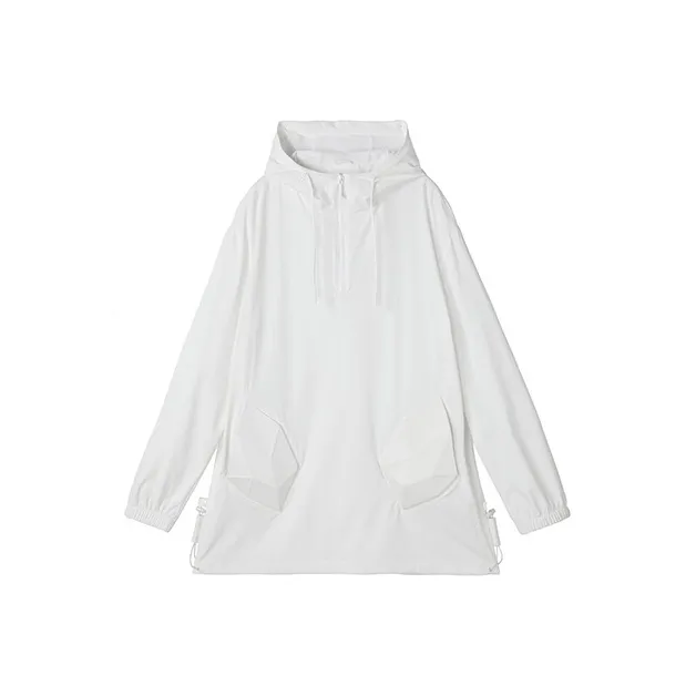 NORVINCY Solid Color Half Zip Hoodie With Open Front Unisex-2