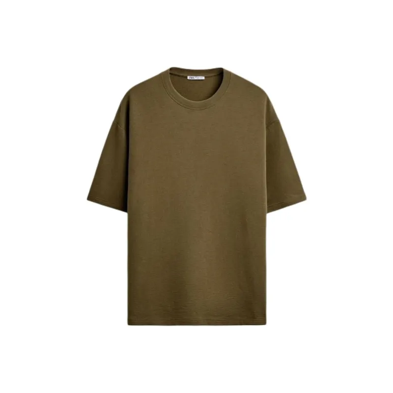 ZARA T Shirts Men Olive Green-0