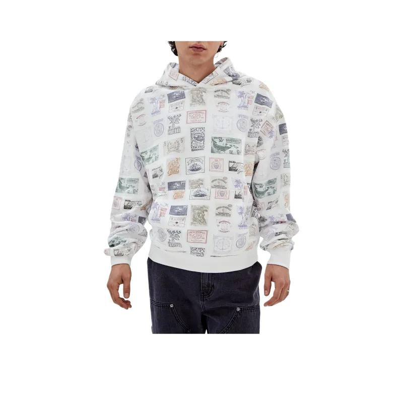 GUESS Originals Eco Stamp Hoodie Sweatshirt Men's White-0