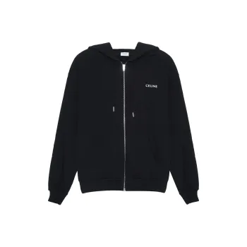 CELINE Triomphe Loose Zipped Hoodie In Cashmere Cotton
