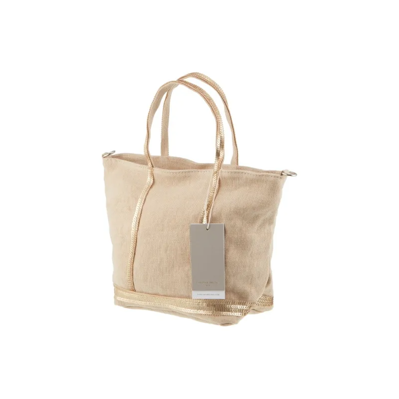 Vanessa Bruno Linen Tote Bag Shopping Bag Shoulder Bag Crossbody Bag Handbag Small Size Women's Beige Yellow & Gold-4