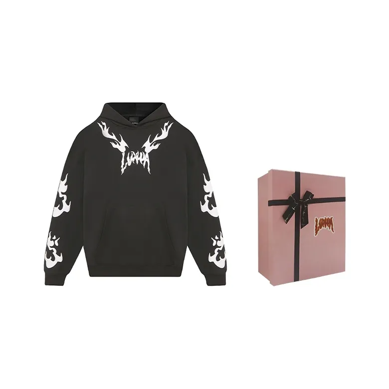 LVXWA Hooded Loose Fit Heavyweight Sweatshirt Unisex Black-5