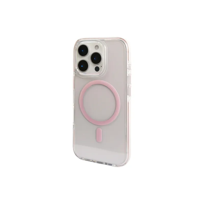 Wei Xin Acrylic Material Pink Transparent Magnetic Phone Cases Compatible With IPhone 16/15 Pro Max/Apple 13/14 Pro/Max-2