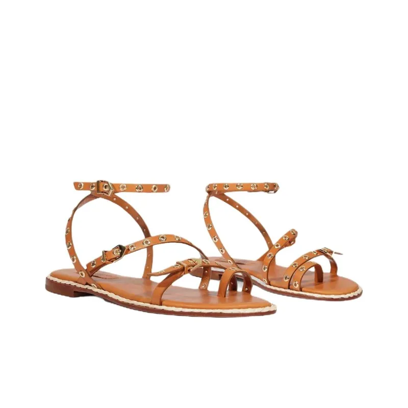 Schutz Annete One Strap Sandals Women's Brown-2