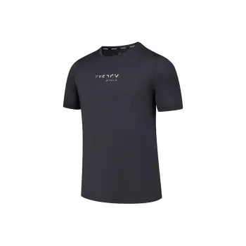 QIAODAN Sports Life Collection T Shirt Men Ink Cloud Blue With Gray Flowers