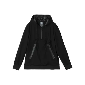 NORVINCY Off-The-Shoulder Zip Closure Semi-Open Front Casual Sweatshirt Unisex