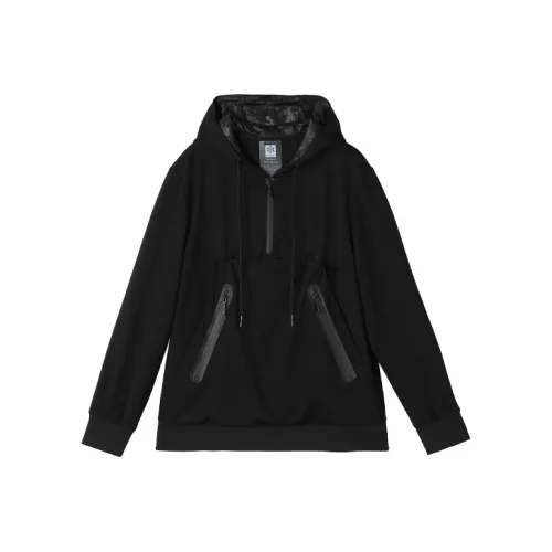 NORVINCY Off-The-Shoulder Zip Closure Semi-Open Front Casual Sweatshirt Unisex