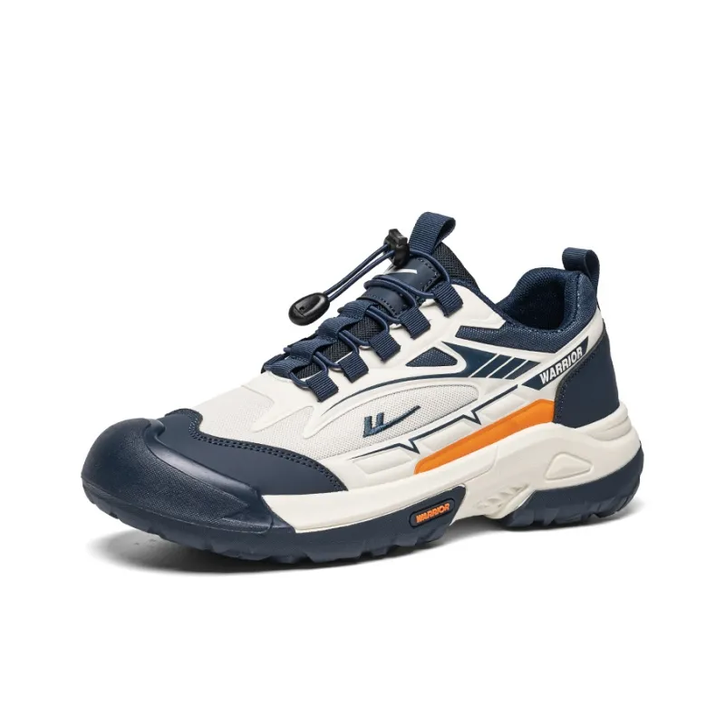 Warrior Cushioning Lightweight Rebound Low Top Hiking Shoes Men's Beige Dark Blue Orange-1