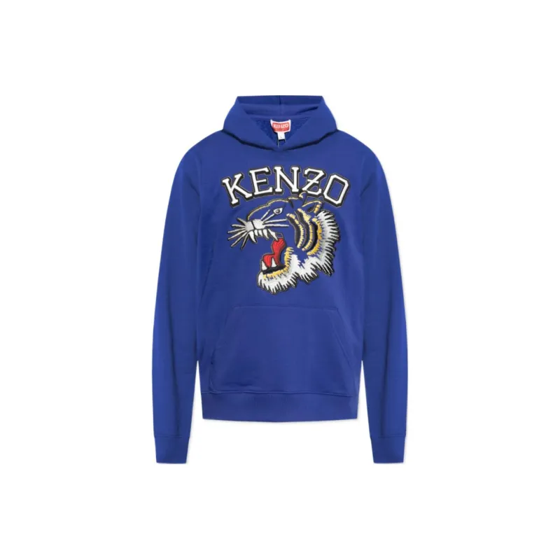 KENZO Tiger Embroidered Kangaroo Pocketed Hoodie-0