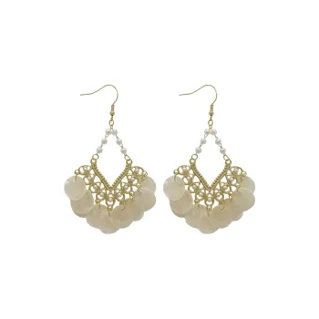 Peach Tea Shell Slice Earrings Women's