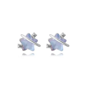 Muyan S999 Fine Silver Stud Earrings Women's