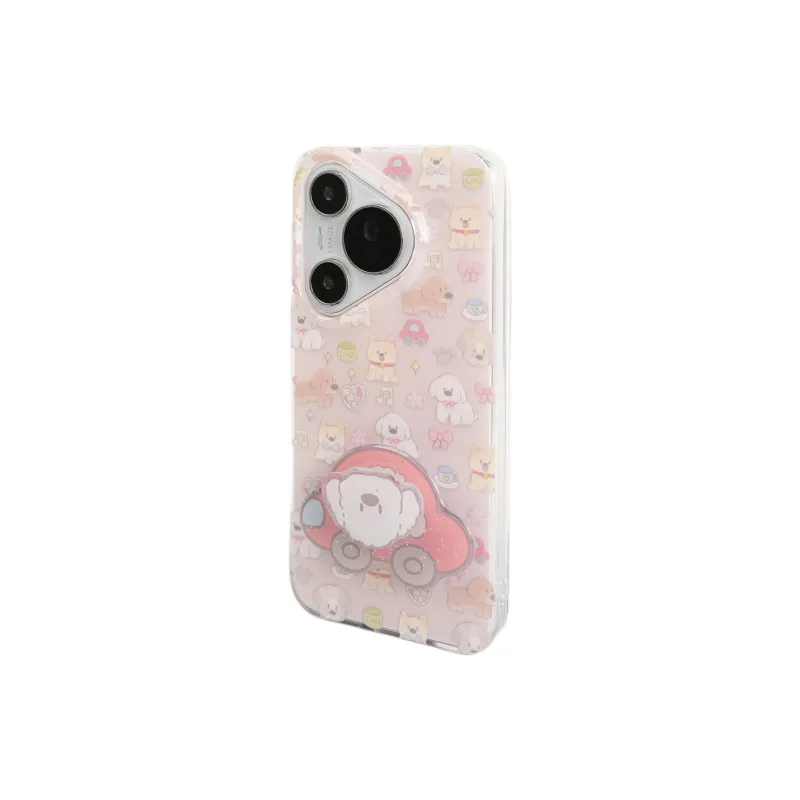 Wei Xin Acrylic Material Car Floral Puppy Stand Phone Cases Compatibility Huawei Mate 70/60/50 Pro/Pura 70/70 Pro+-2